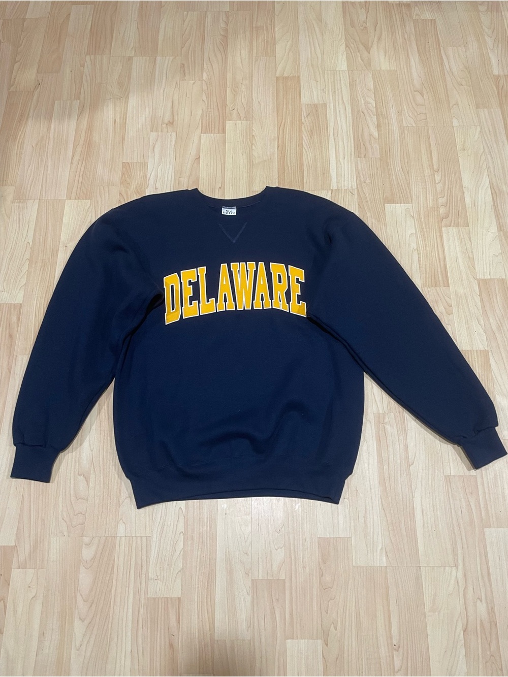 Soffe Navy Crewneck Sweatshirt with Yellow Delaware Lettering